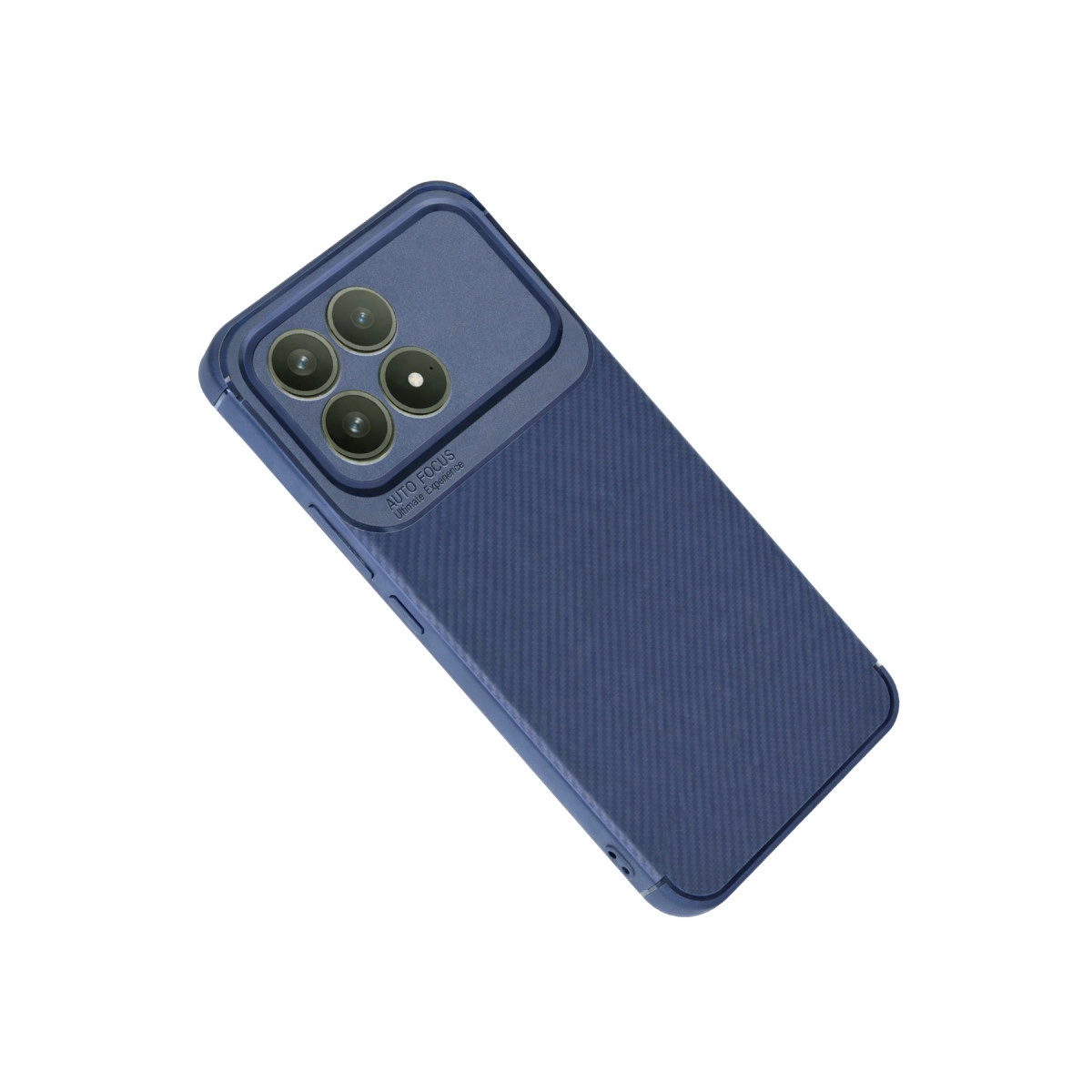 Dört lensli ve karbon desenli lacivert telefon kılıfı.