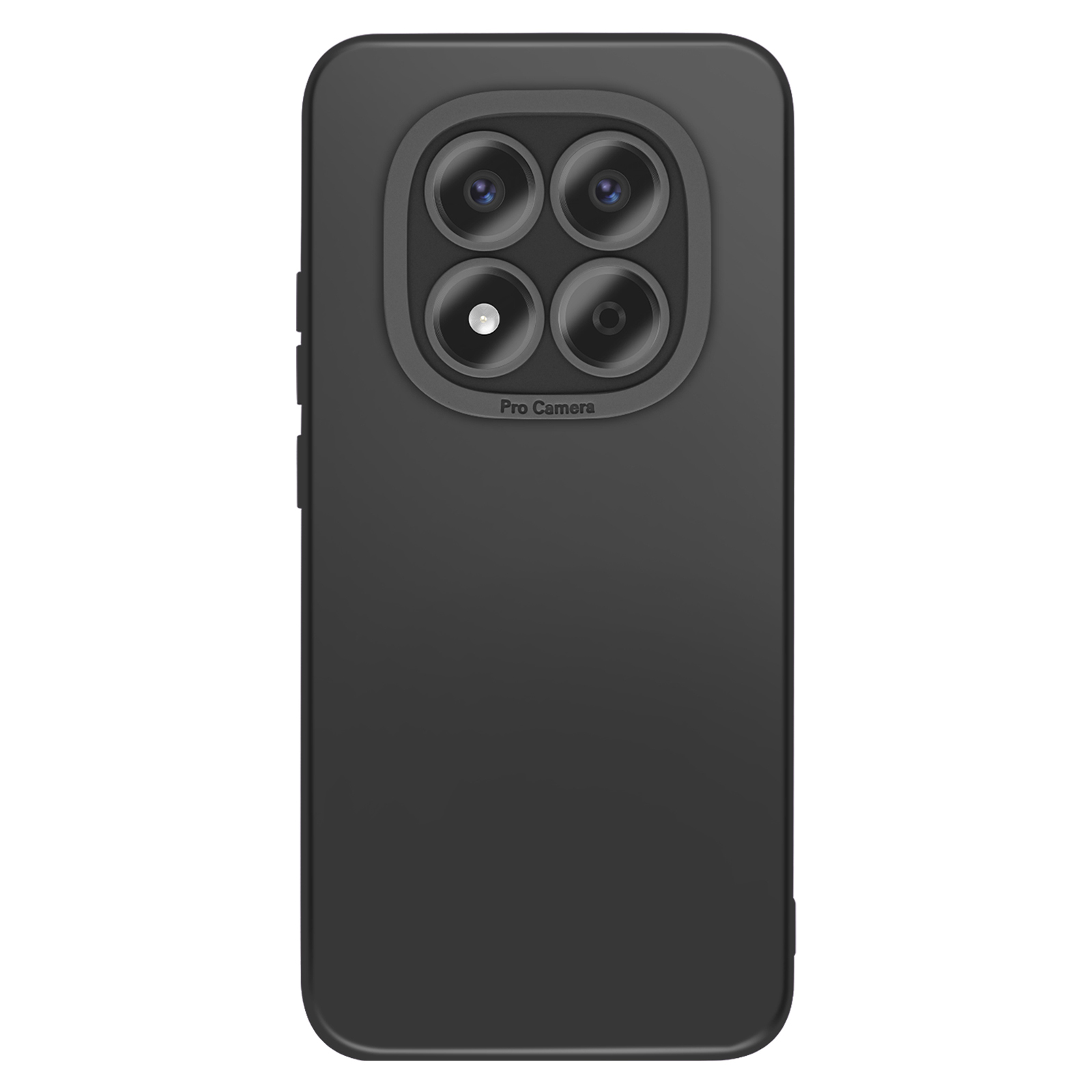 Smartphone noir avec quatre caméras et texte "Pro Camera".