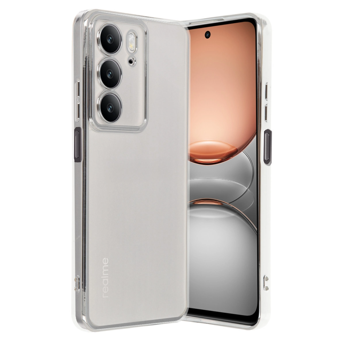 NEWFACE Realme C75 4G Uyumlu Kamera Korumalı Lensli Silikon Telefon Kılıfı Gümüş