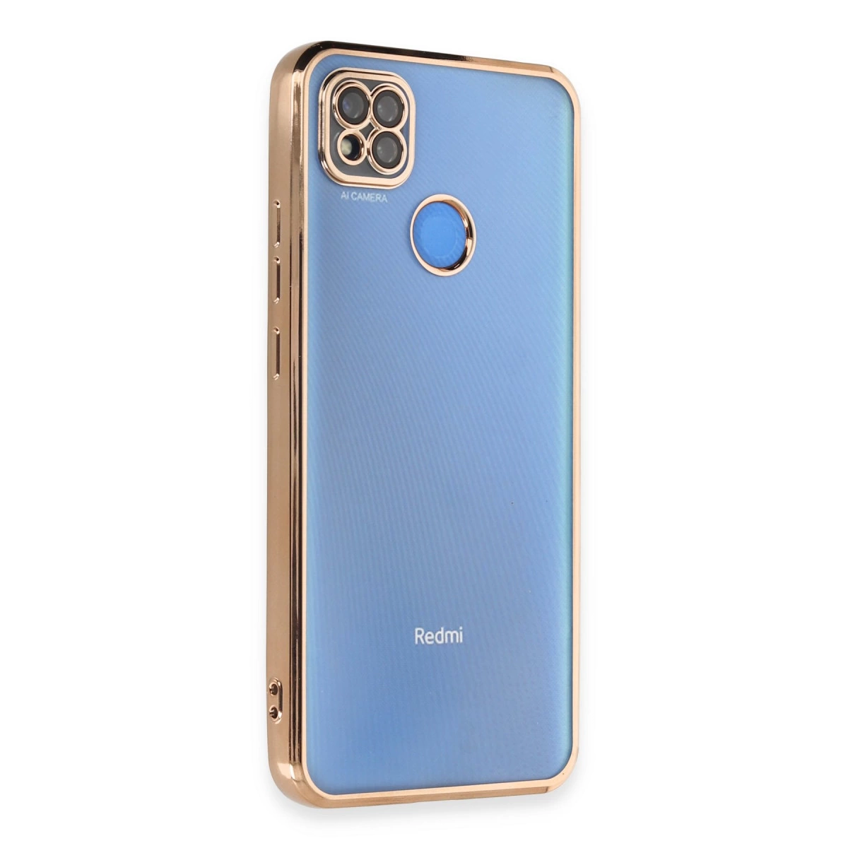 NEWFACE Xiaomi Redmi 9c Uyumlu Kamera Korumalı Lensli Silikon Telefon Kılıfı Altın