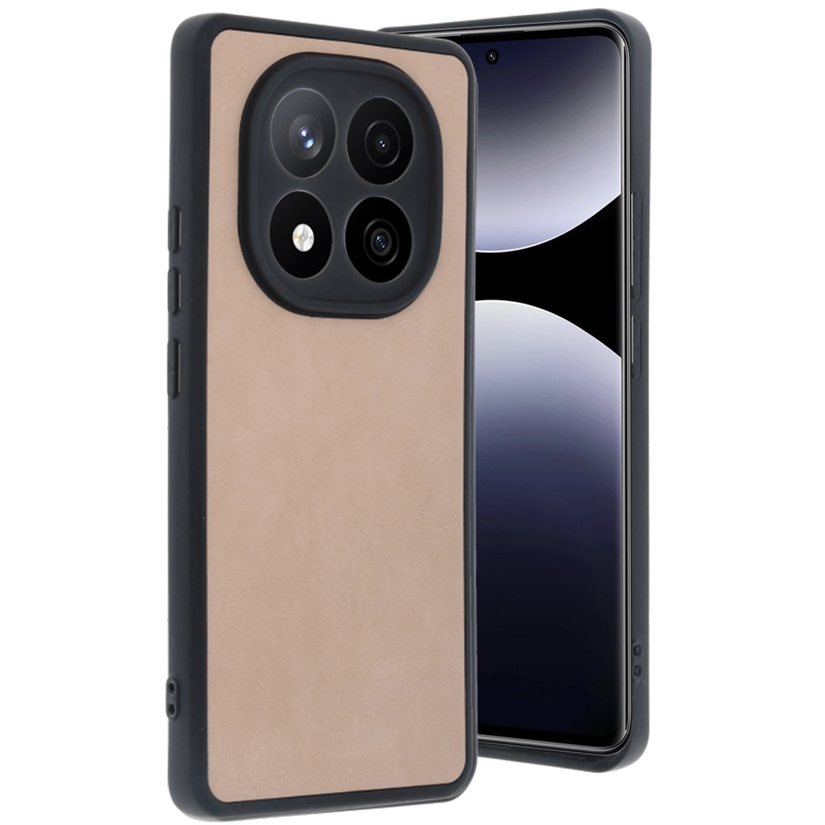 NEWFACE Xiaomi Redmi Note 14 Pro 5G Uyumlu Aras Deri Kapak Telefon Kılıfı Pudra