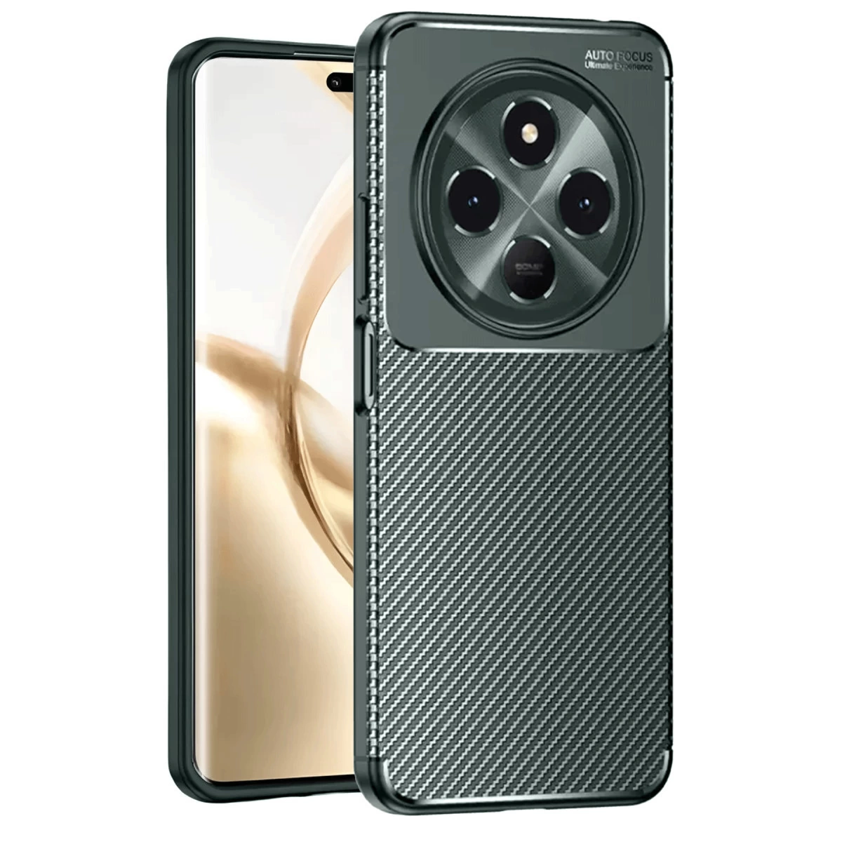 NEWFACE Tecno Spark 30c Uyumlu Auto Focus Karbon Kapak Telefon Kılıfı Koyu Yeşil