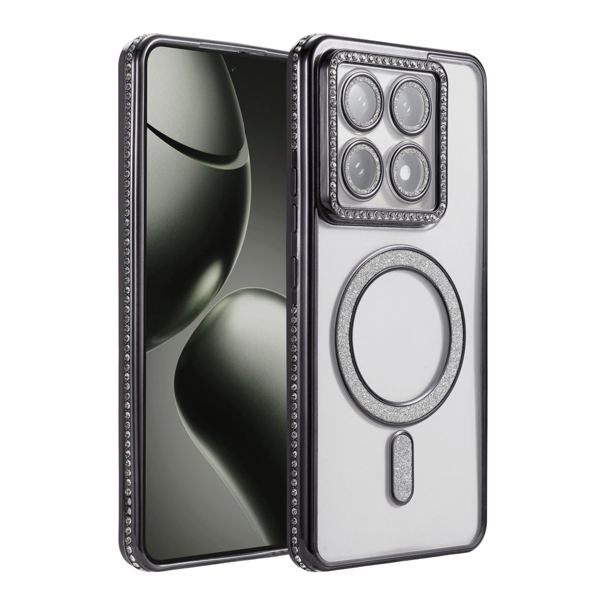NEWFACE Xiaomi Mi 14T Pro Uyumlu Joke Simli Magneticsafe Telefon Kılıfı Siyah