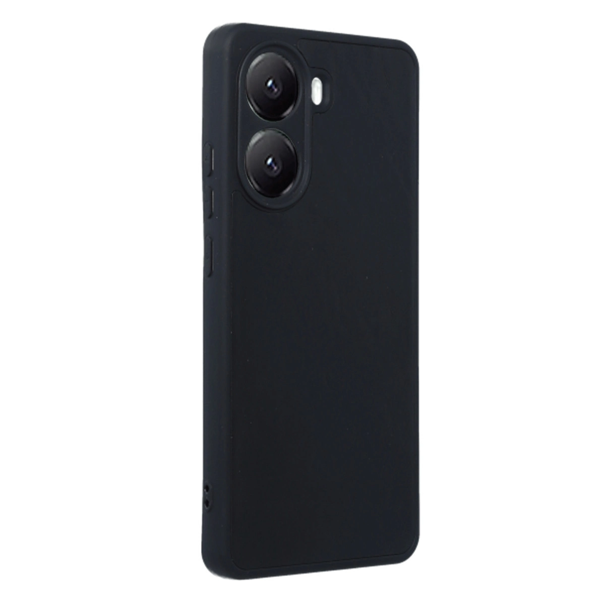 Arkada iki kamera ve flaşı olan siyah telefon.