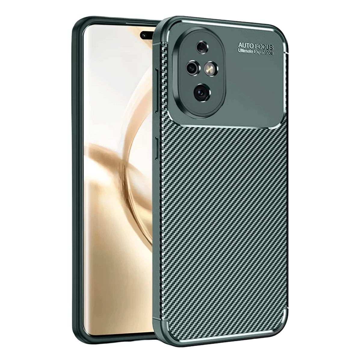 NEWFACE Honor 200 Uyumlu Auto Focus Karbon Kapak Telefon Kılıfı Koyu Yeşil