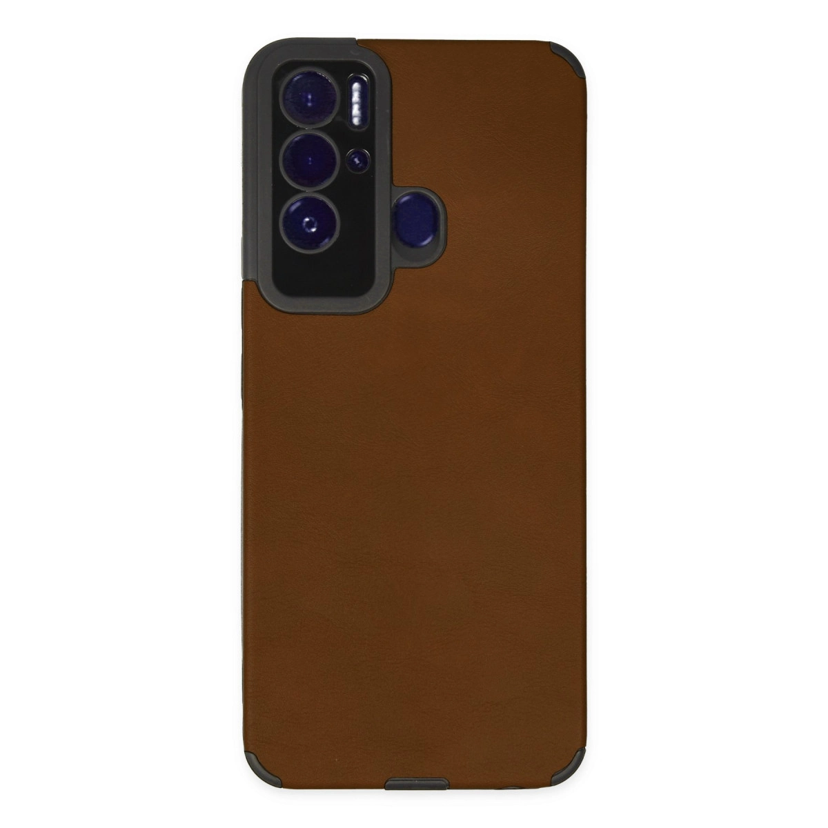NEWFACE Tecno Pova Neo Uyumlu Loop Deri Silikon Telefon Kılıfı Kahverengi