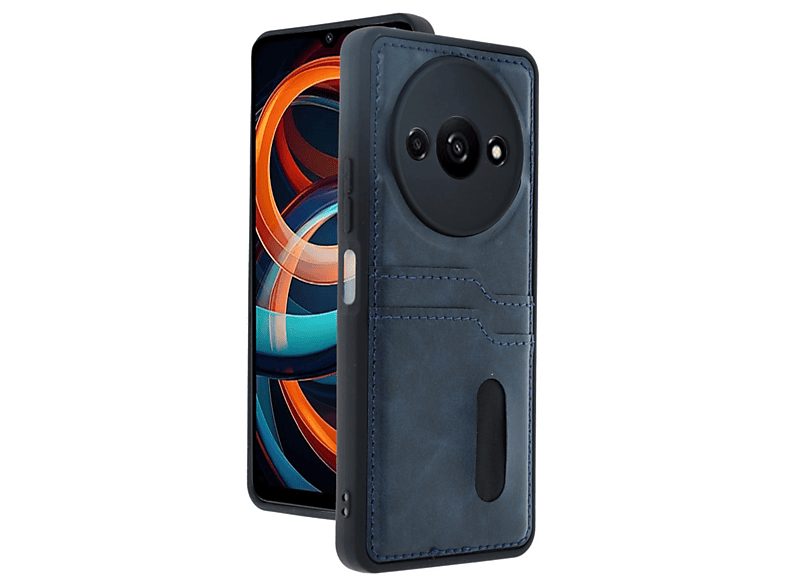 NEWFACE Xiaomi Redmi A3 4G Uyumlu Sara Kartvizitli Deri Telefon Kılıfı Lacivert