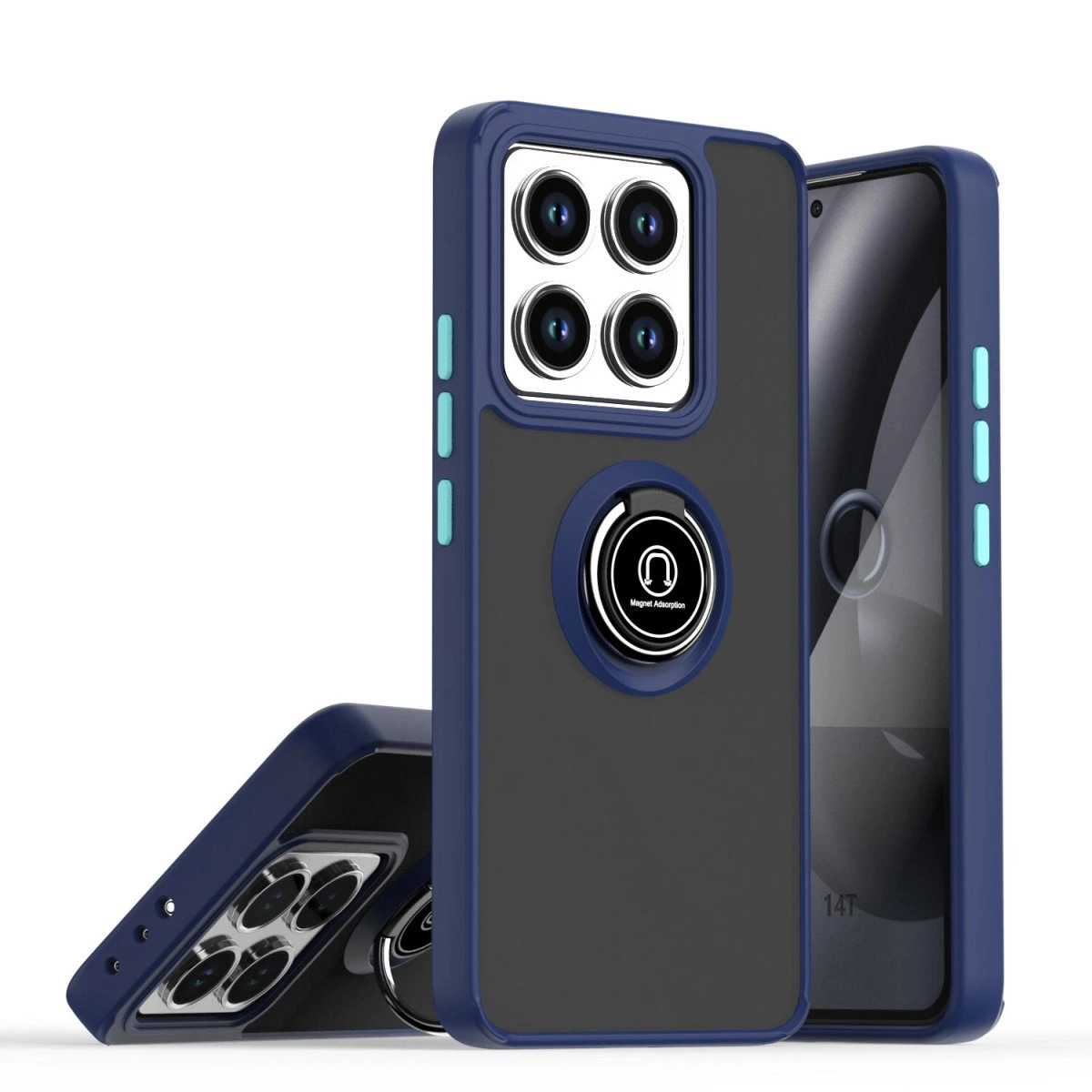 NEWFACE Xiaomi Mi 14T Pro Uyumlu Montreal Yüzüklü Silikon Kapak Telefon Kılıfı Lacivert
