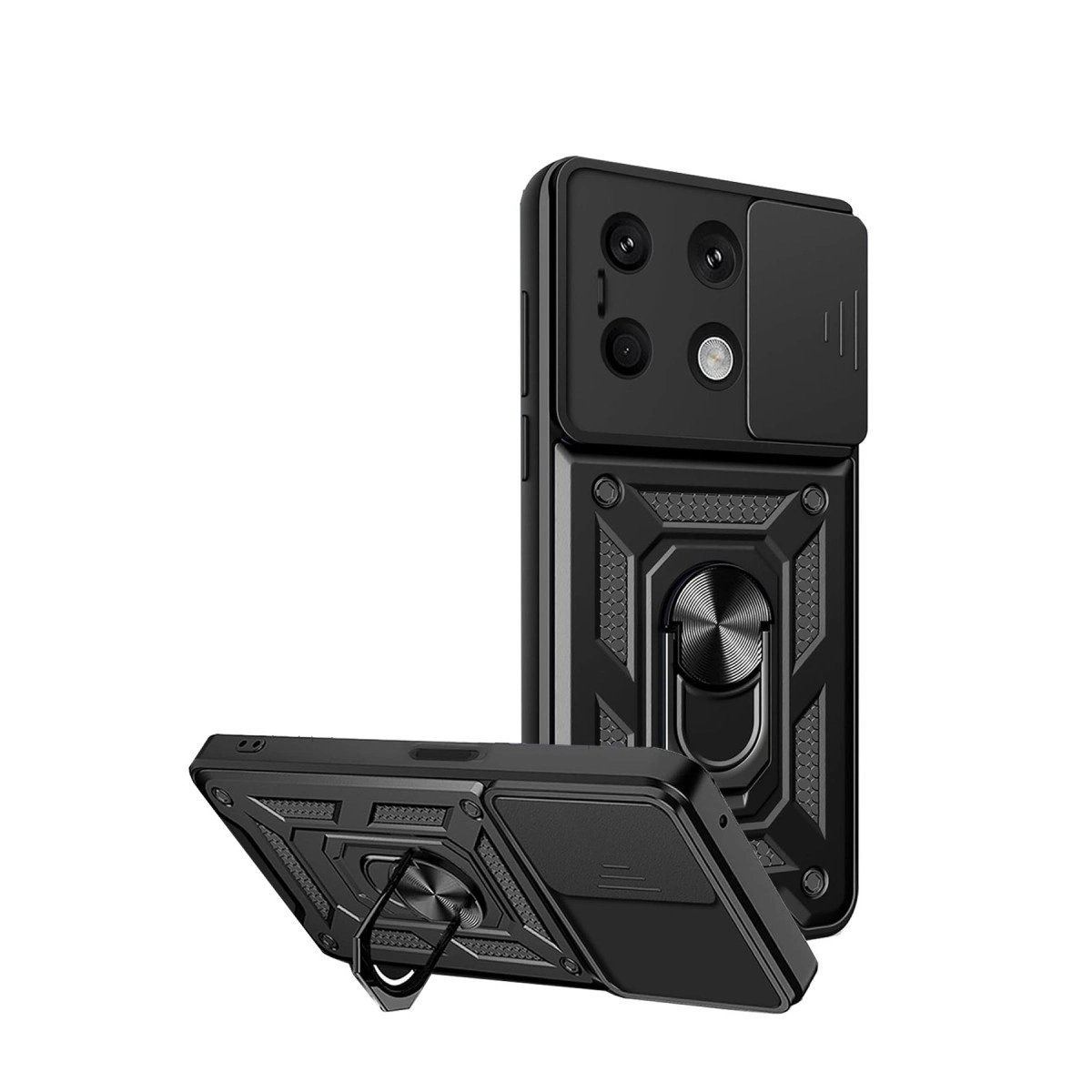 NEWFACE Xiaomi Redmi Note 13 4G Uyumlu Pars Lens Yüzüklü Silikon Telefon Kılıfı Siyah