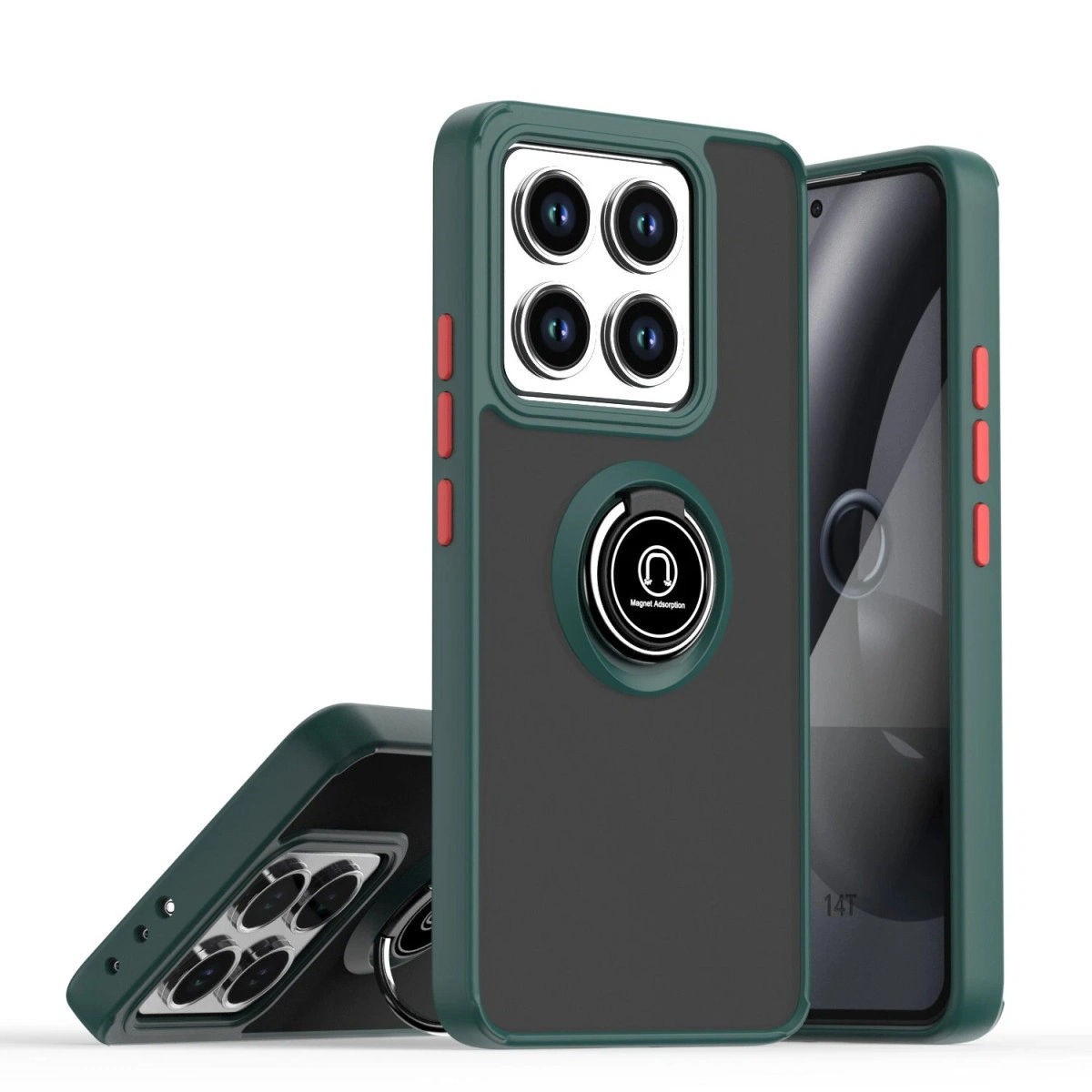 NEWFACE Xiaomi Mi 14T Uyumlu Montreal Yüzüklü Silikon Kapak Telefon Kılıfı Yeşil