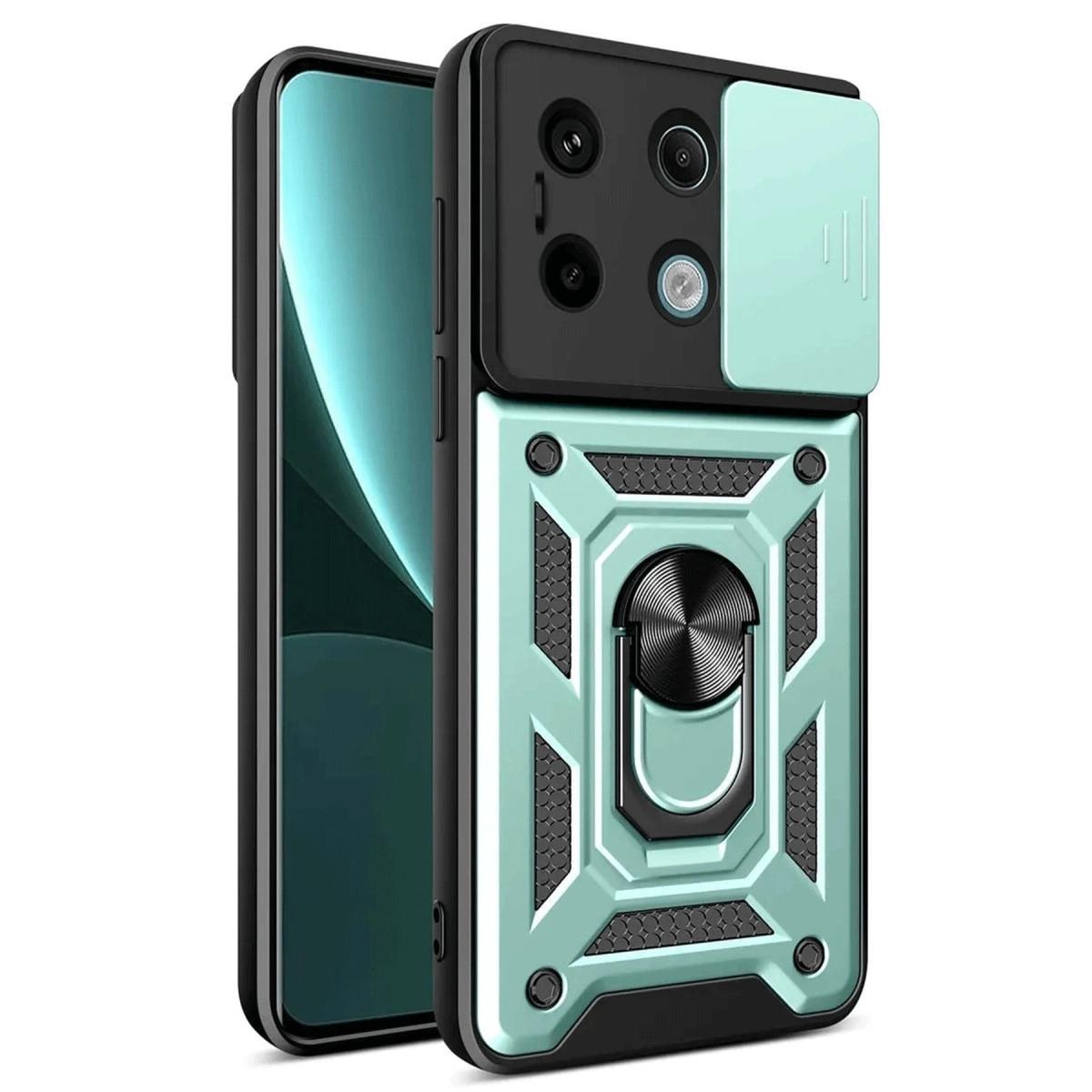 NEWFACE Xiaomi Redmi Note 13 Pro 4G Uyumlu Pars Lens Yüzüklü Silikon Telefon Kılıfı Yeşil
