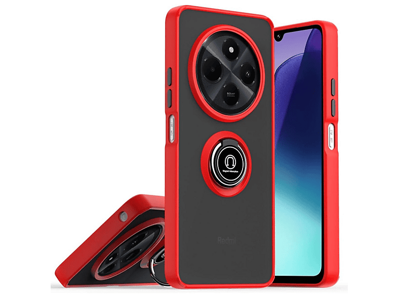 NEWFACE Realme C75 4G Uyumlu Montreal Yüzüklü Silikon Kapak Telefon Kılıfı Kırmızı