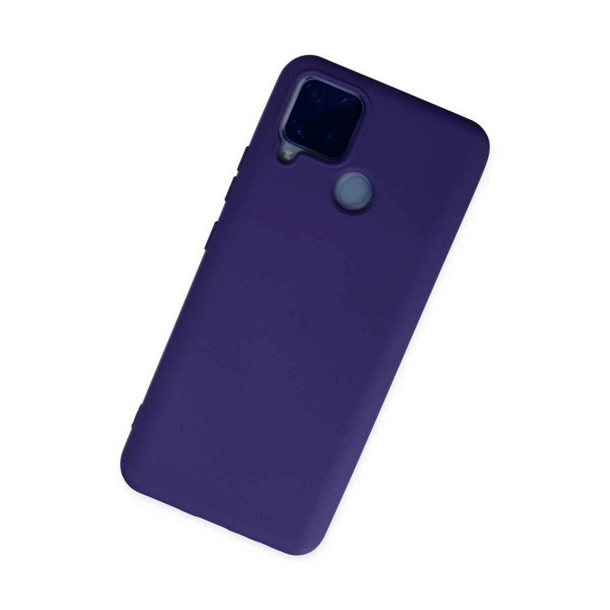 Koyu mor telefon kılıfı, kamera oyuğu ve parmak izi sensörlü.