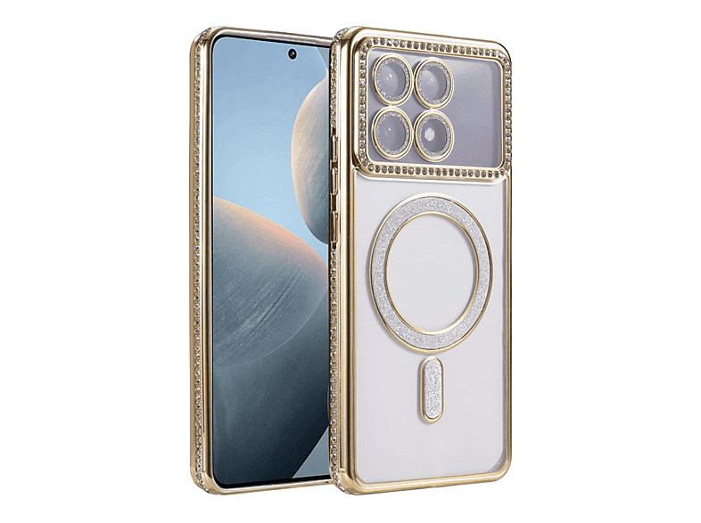 NEWFACE Xiaomi Poco X6 Pro Uyumlu Joke Simli Magneticsafe Kılıf Telefon Kılıfı Gold