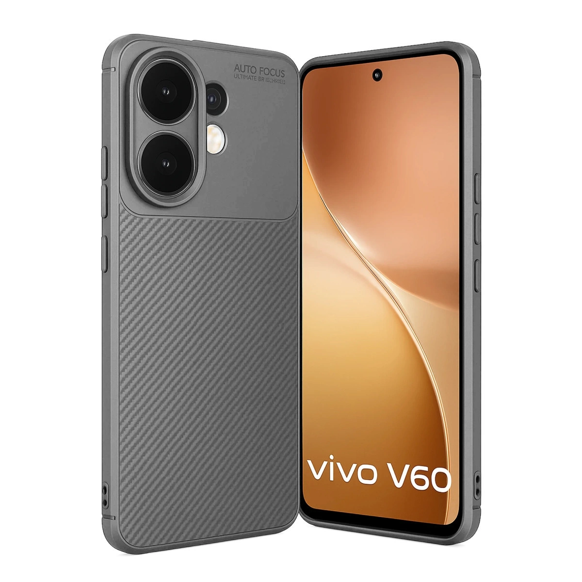 NEWFACE Vivo V60 5G Uyumlu Auto Focus Karbon Kapak Telefon Kılıfı Gri