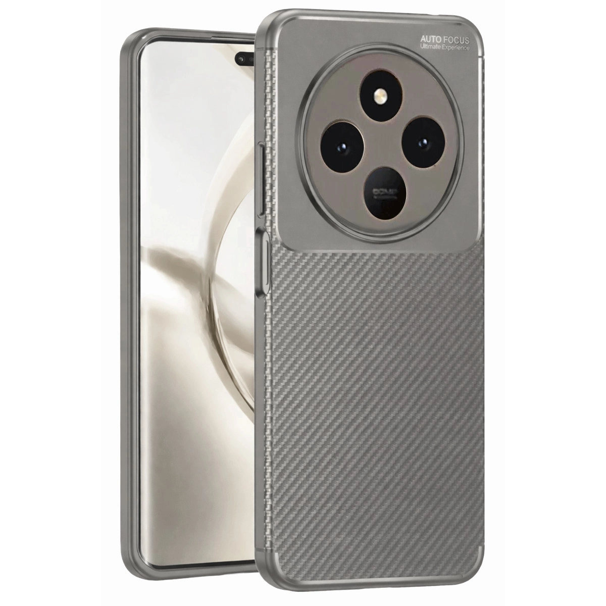 NEWFACE Tecno Spark 30 Uyumlu Auto Focus Karbon Kapak Telefon Kılıfı Gri