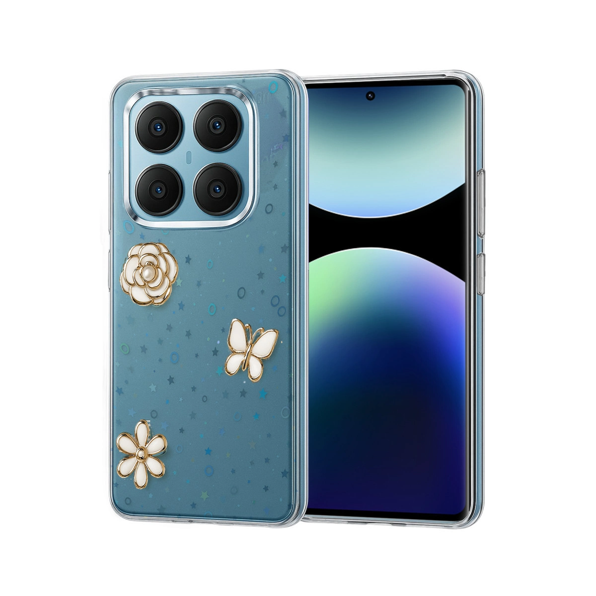 NEWFACE Xiaomi Redmi Note 14 Pro 4G Uyumlu Fiyonk Desenli Kapak Telefon Kılıfı Çok Renkli