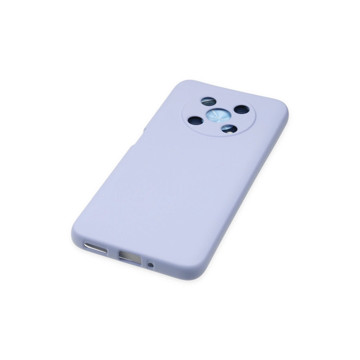 Dört lensli kamera kesimli açık mor telefon kılıfı.