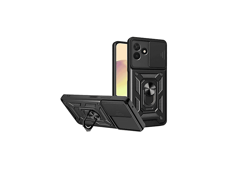 NEWFACE Realme C53 Uyumlu Pars Lens Yüzüklü Silikon Telefon Kılıfı Siyah