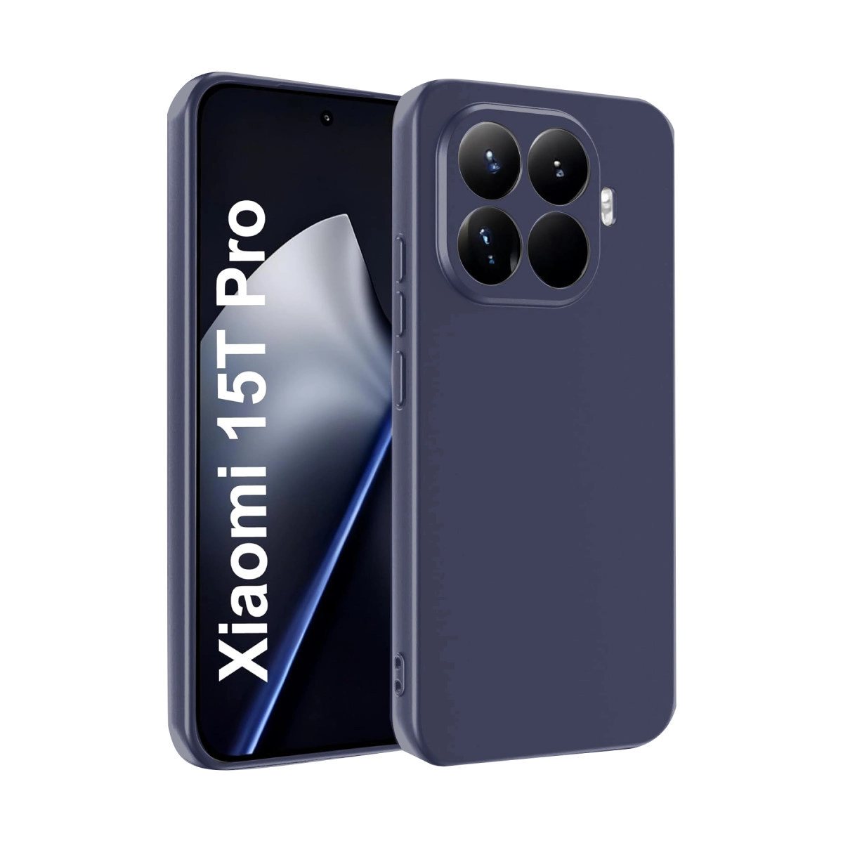 Dörtlü kameraya sahip lacivert telefon ve "Xiaomi 15T Pro" yazısı.