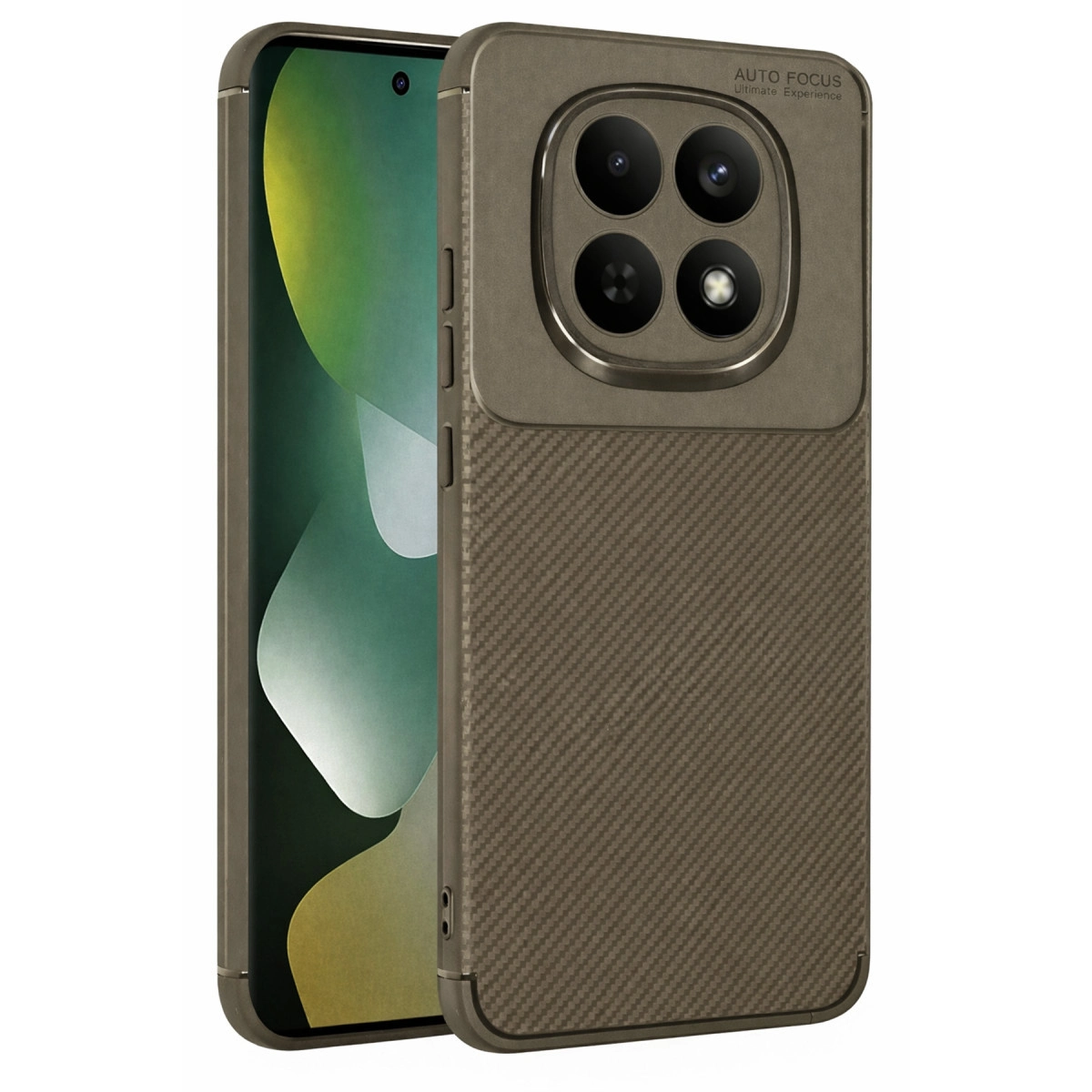 NEWFACE Xiaomi Redmi Note 15 Pro Plus 5G Uyumlu Auto Focus Karbon Kapak Telefon Kılıfı Kahverengi