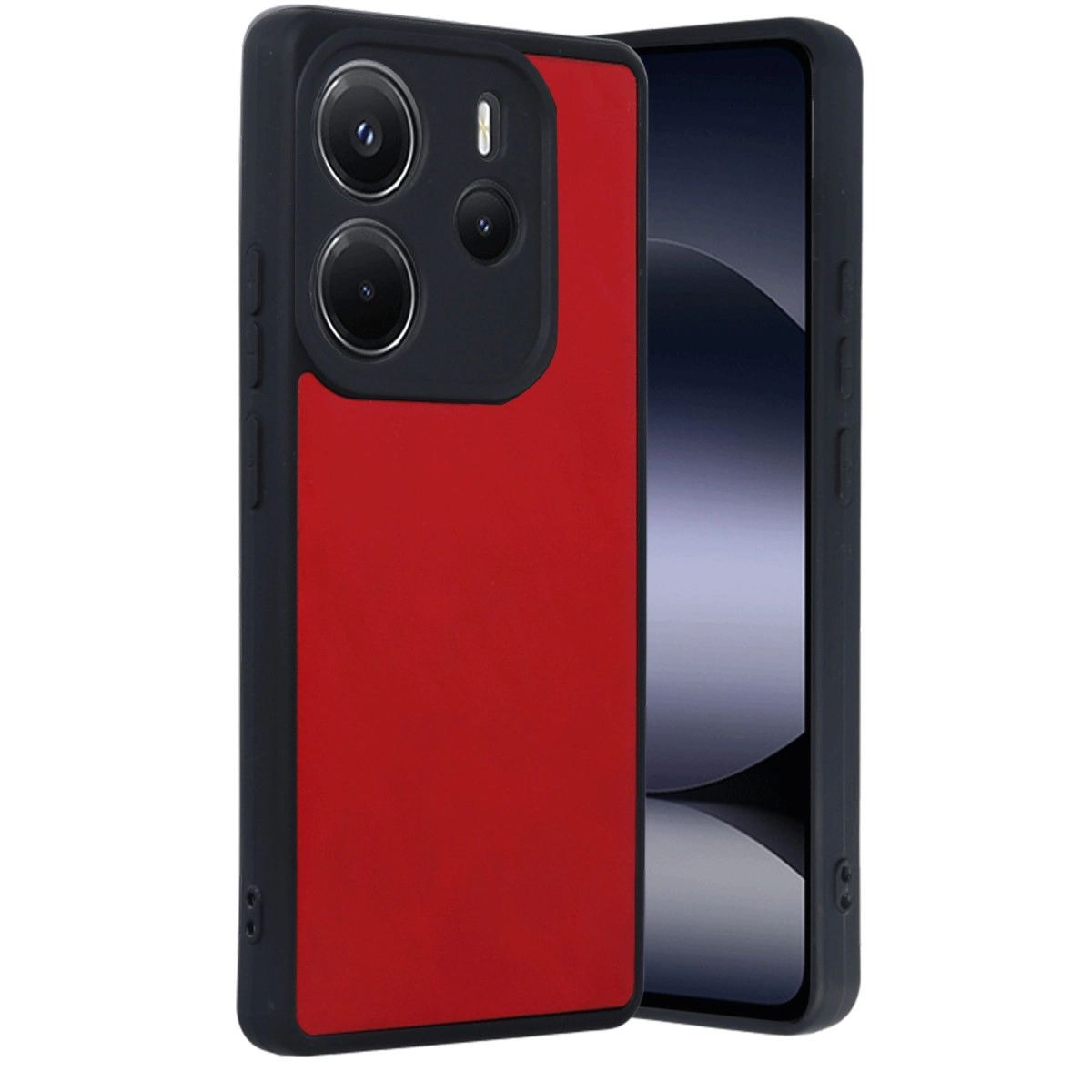 NEWFACE Xiaomi Redmi Note 14 4G Uyumlu Aras Deri Kapak Telefon Kılıfı Kırmızı