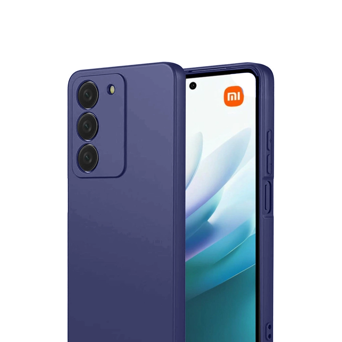 Ekranında Mi logosu bulunan, arkasında üç kamerası olan koyu mor akıllı telefon.