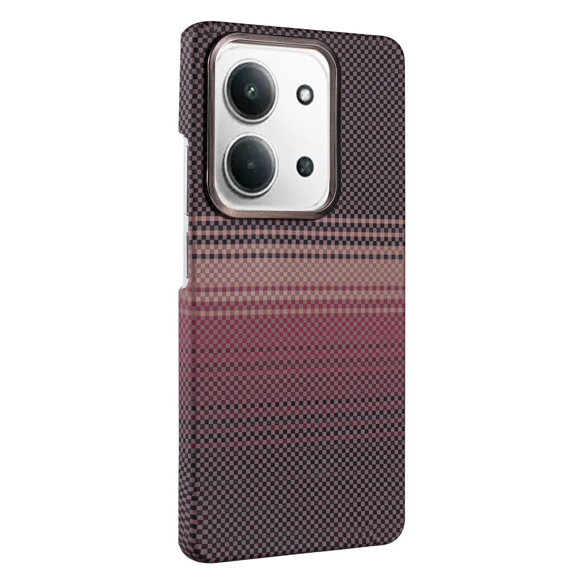 Pembeden mora geçişli kare desenli akıllı telefonun arka yüzü.