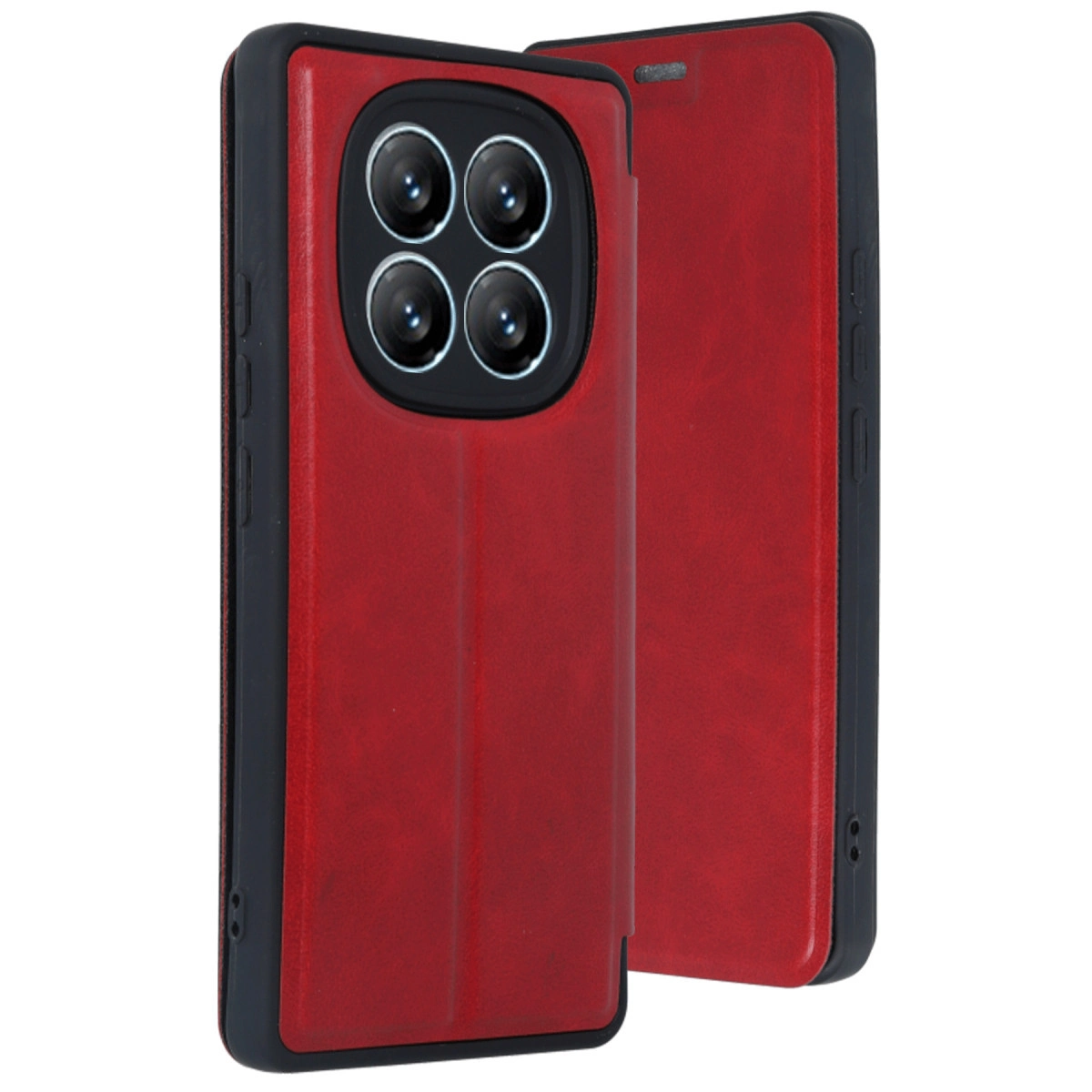 NEWFACE Xiaomi Redmi Note 14 Pro 4G Uyumlu Flip Cover Telefon Kılıfı Kırmızı