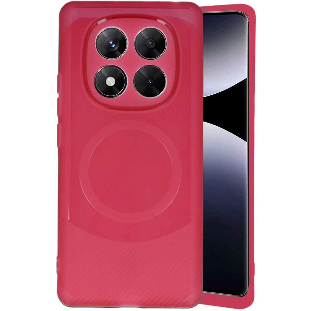 NEWFACE Xiaomi Redmi Note 14 Pro 5G Uyumlu Maya Karbon Kapak Telefon Kılıfı Bordo