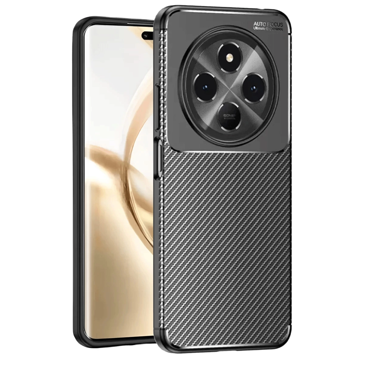 NEWFACE Tecno Spark 30 Uyumlu Auto Focus Karbon Kapak Telefon Kılıfı Siyah