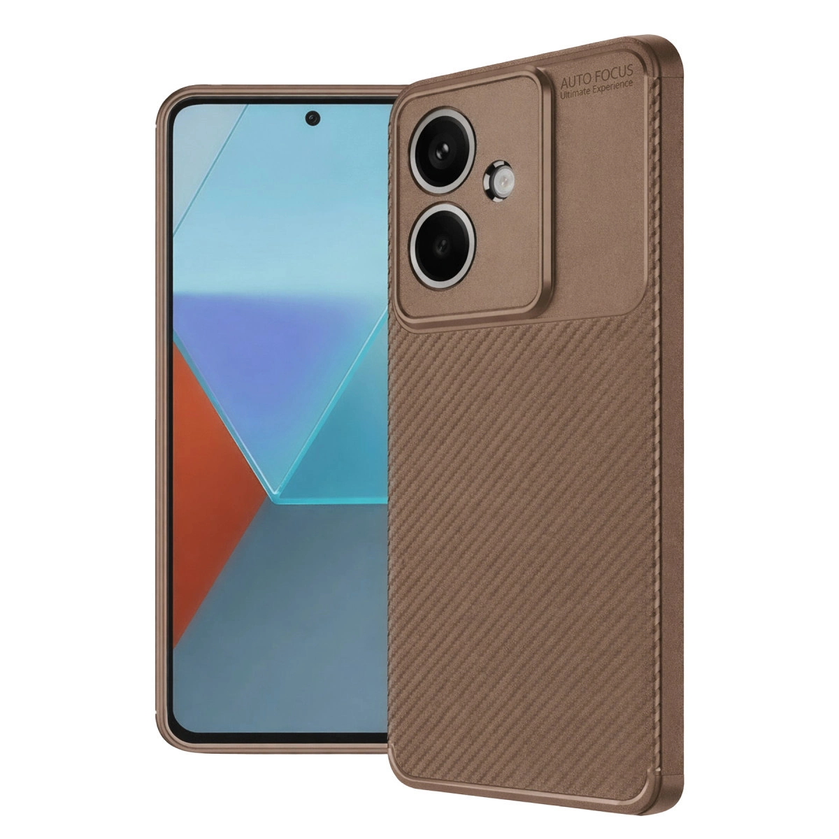 NEWFACE Oppo A3 Uyumlu Auto Focus Karbon Kapak Telefon Kılıfı Kahverengi