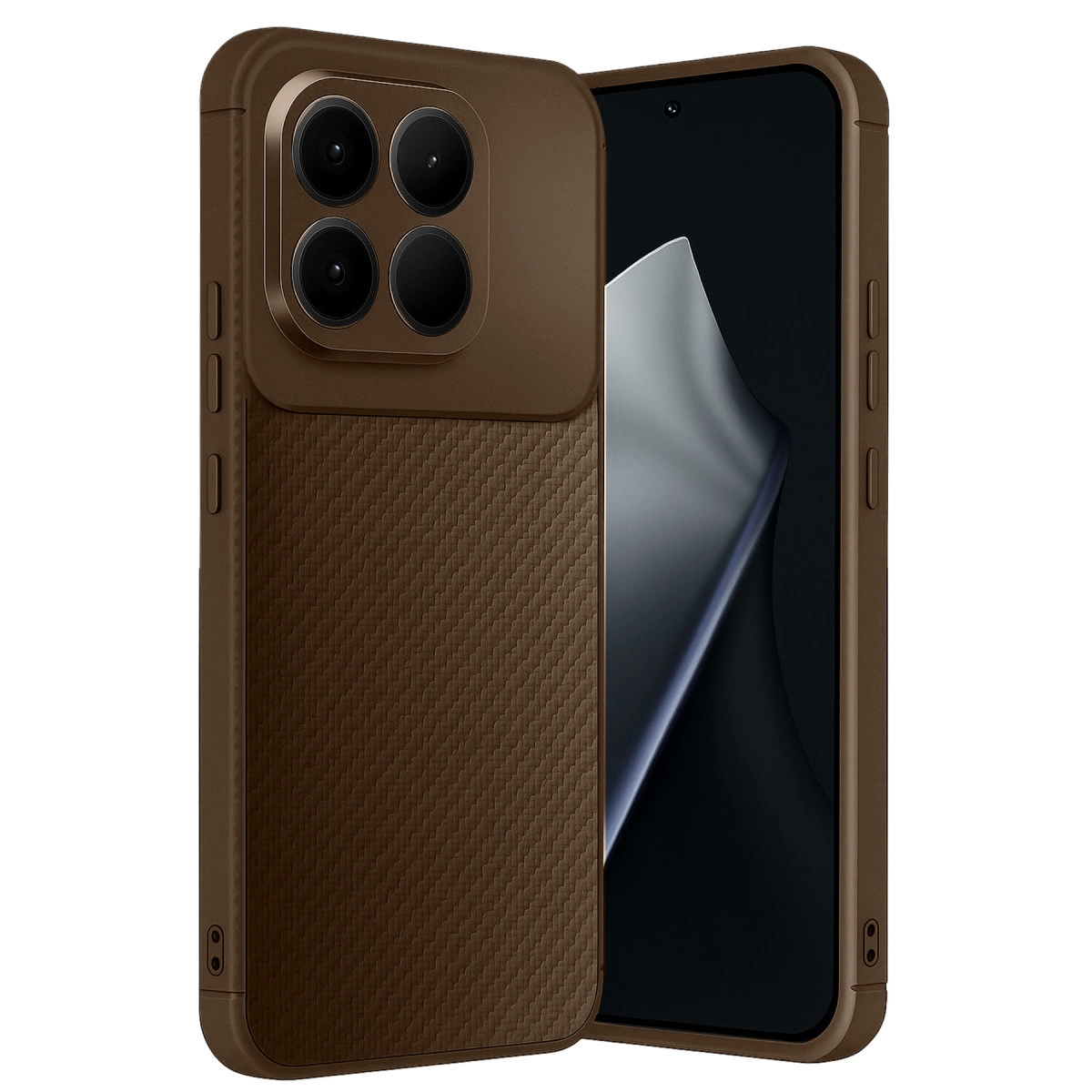 NEWFACE Xiaomi Mi 15T Uyumlu Auto Focus Karbon Kapak Telefon Kılıfı Kahverengi
