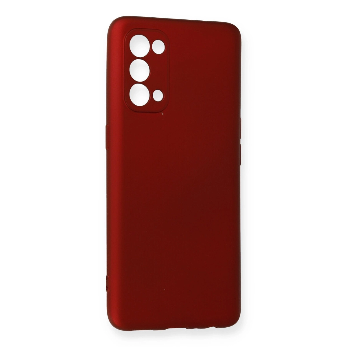 Kamera için kesikli koyu kırmızı telefon kılıfı.