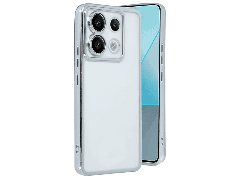 NEWFACE Xiaomi Poco X6 Uyumlu Kamera Korumalı Lensli Silikon Telefon Kılıfı Gümüş