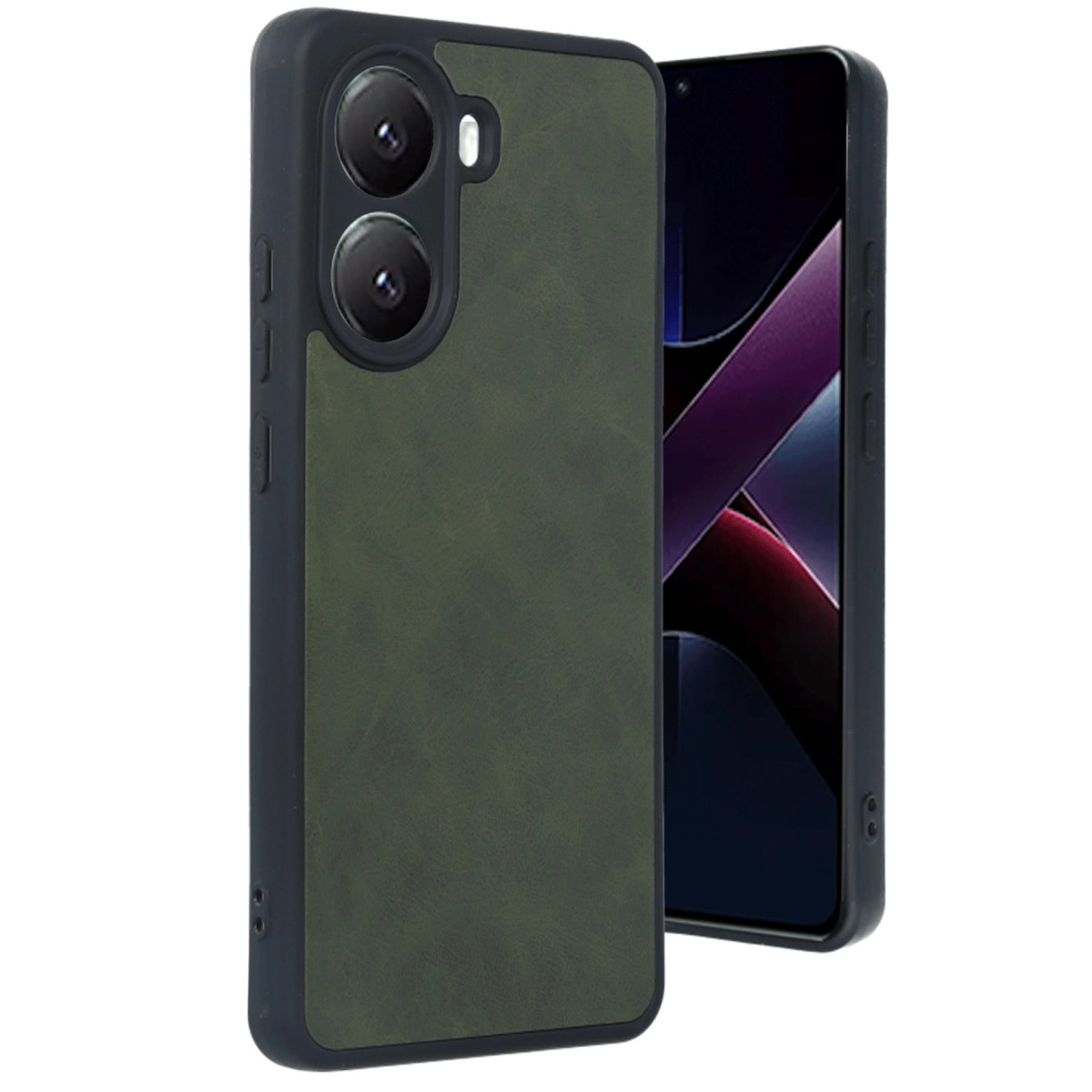 NEWFACE Xiaomi Poco X7 Pro Uyumlu Aras Deri Kapak Telefon Kılıfı Koyu Yeşil