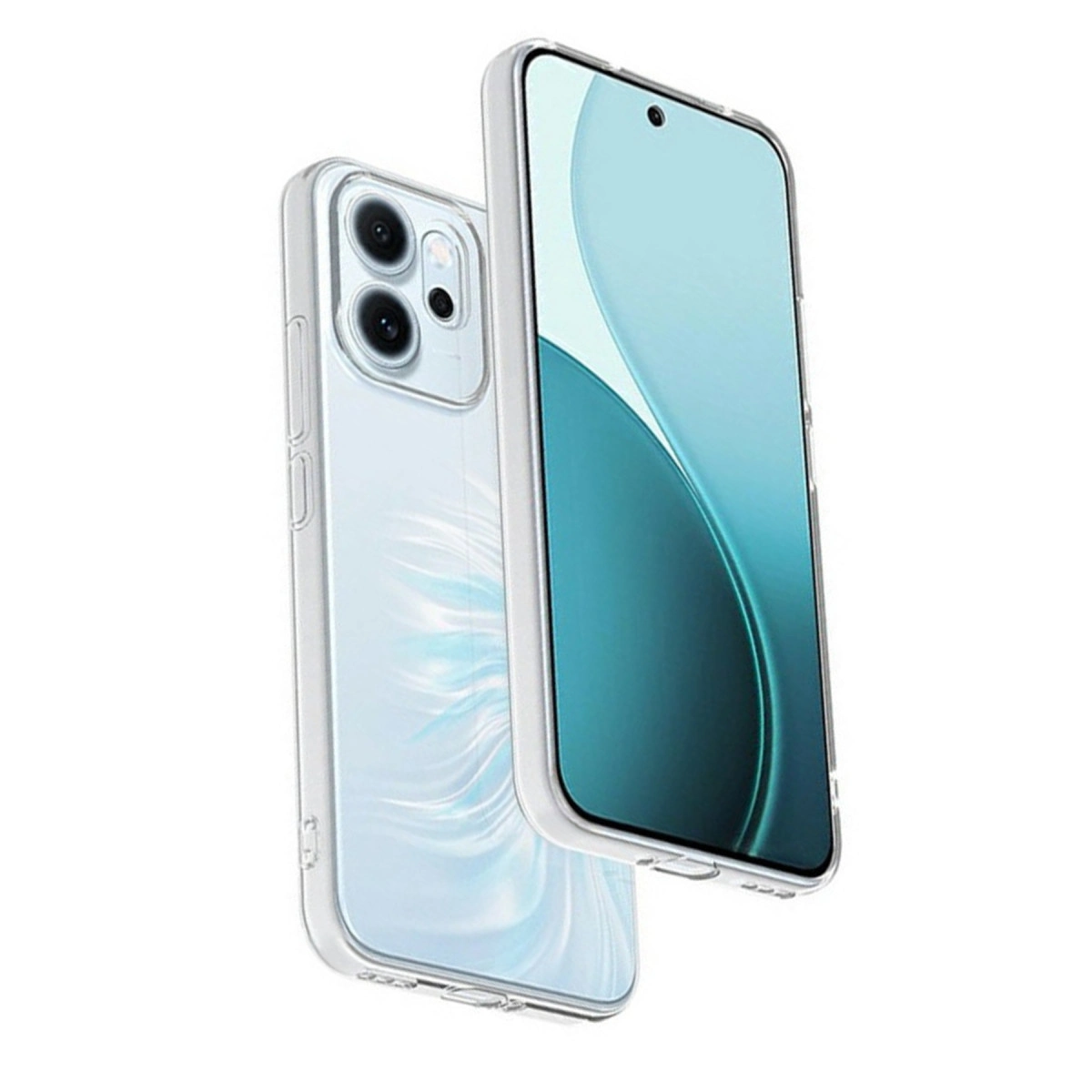 Arkada üç kamerası olan şeffaf telefon kılıfı.