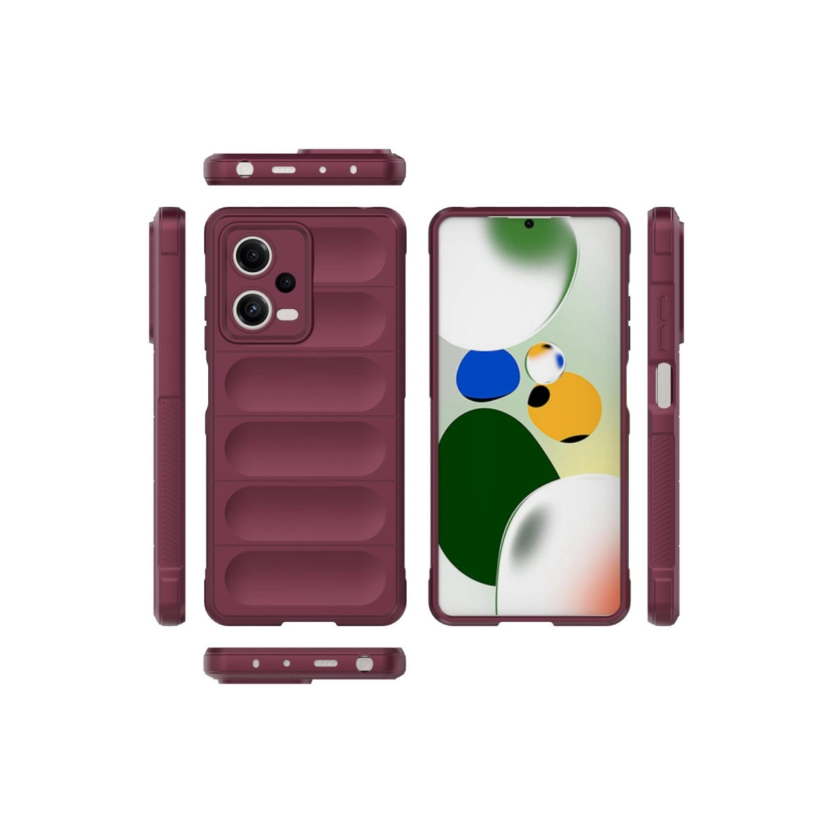 Bordo renkli telefon kılıfı her açıdan gösteriliyor.
