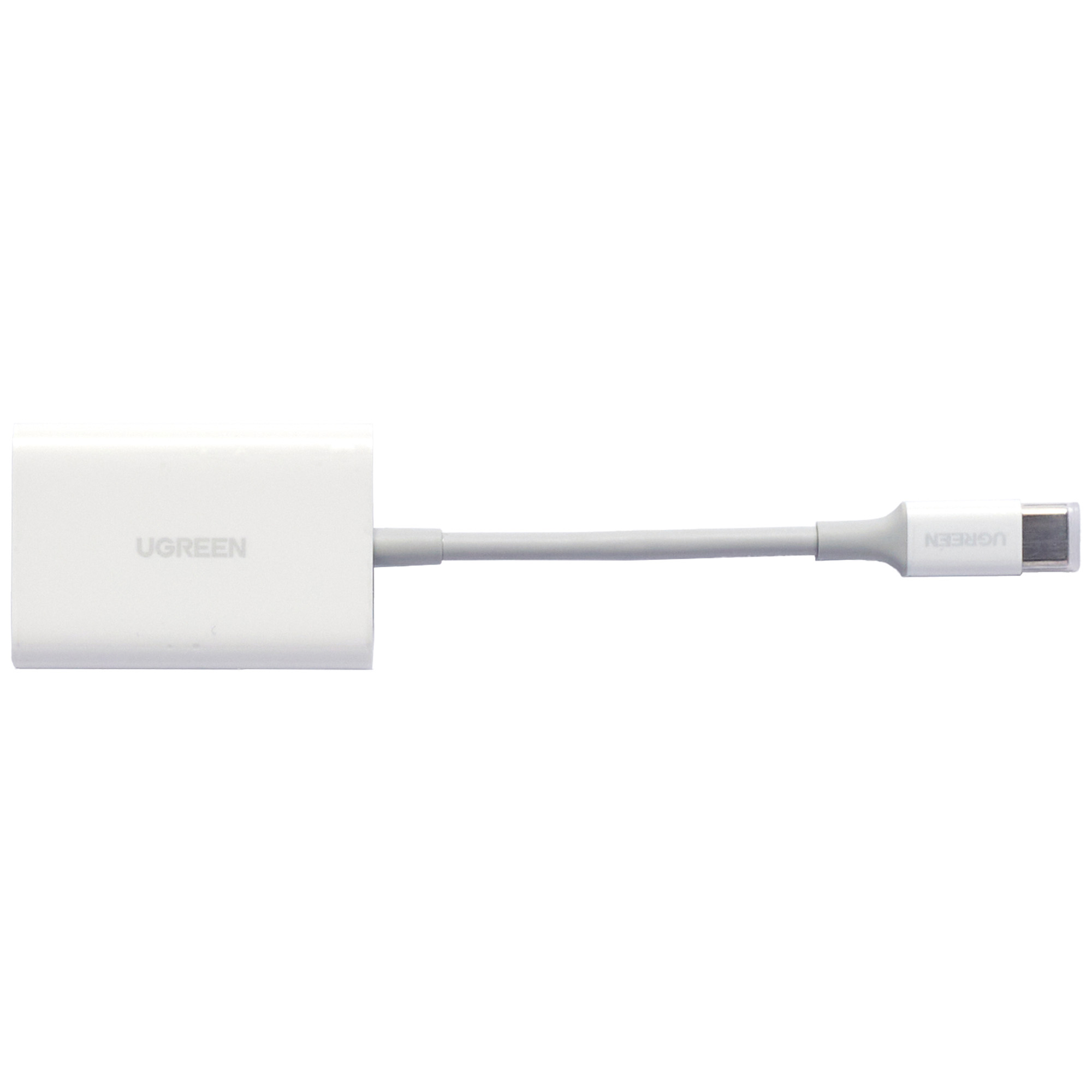 Biały adapter UGREEN USB-C z kablem i złączem.