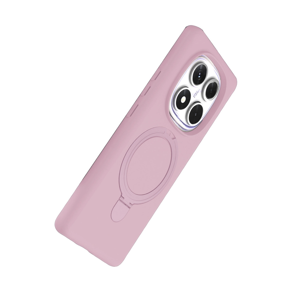 Halka tutuculu ve kamera kesimli pembe telefon kılıfı.