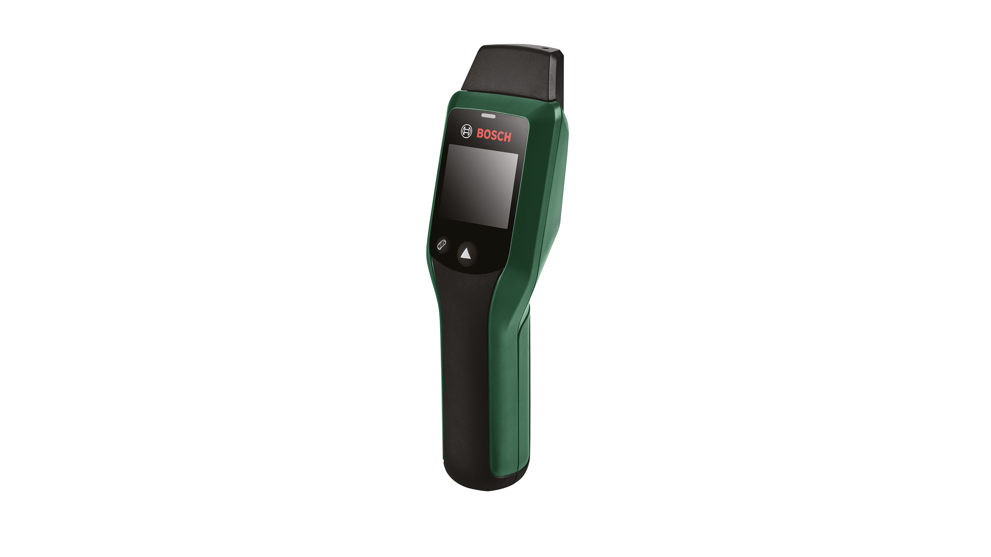 Appareil de mesure Bosch vert avec manche et écran noirs.