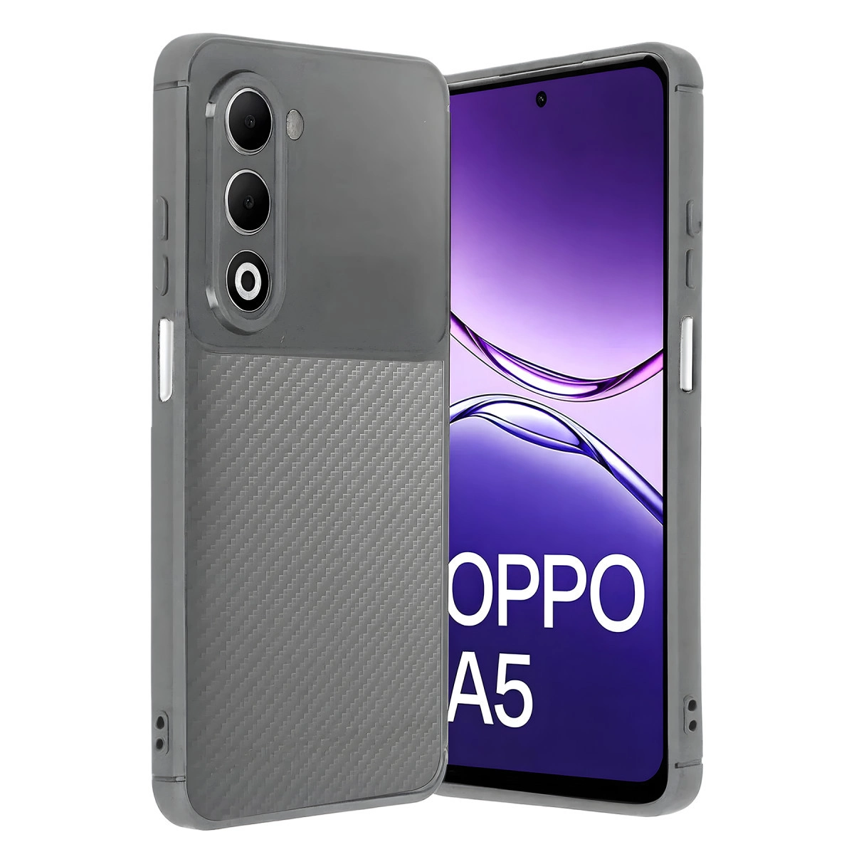 NEWFACE Oppo A5 4G Uyumlu Auto Focus Karbon Kapak Telefon Kılıfı Gri