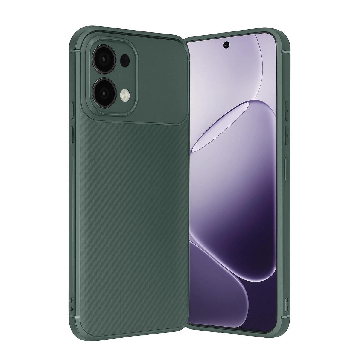 NEWFACE Oppo A6 Pro 4G Uyumlu Auto Focus Karbon Kapak Telefon Kılıfı Koyu Yeşil