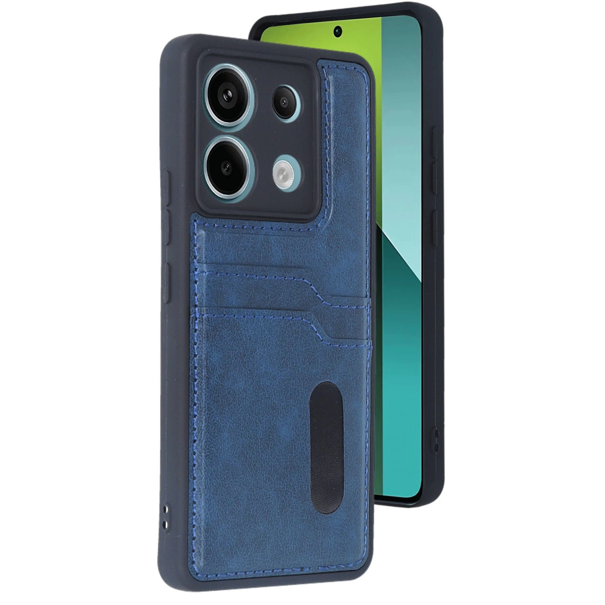 NEWFACE Xiaomi Redmi Note 13 Pro 5G Uyumlu Sara Kartvizitli Deri Telefon Kılıfı Lacivert