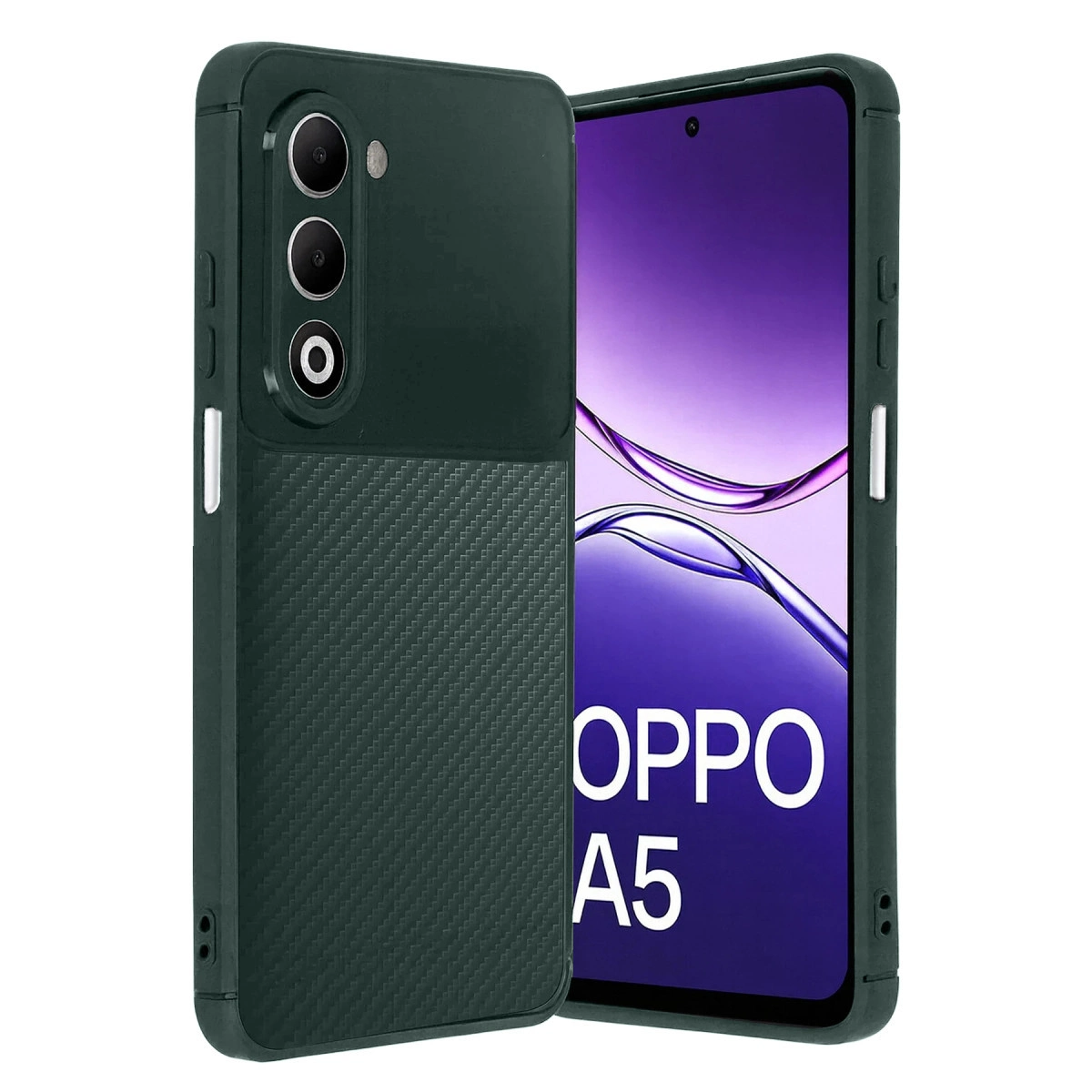 NEWFACE Oppo A5 4G Uyumlu Auto Focus Karbon Kapak Telefon Kılıfı Koyu Yeşil
