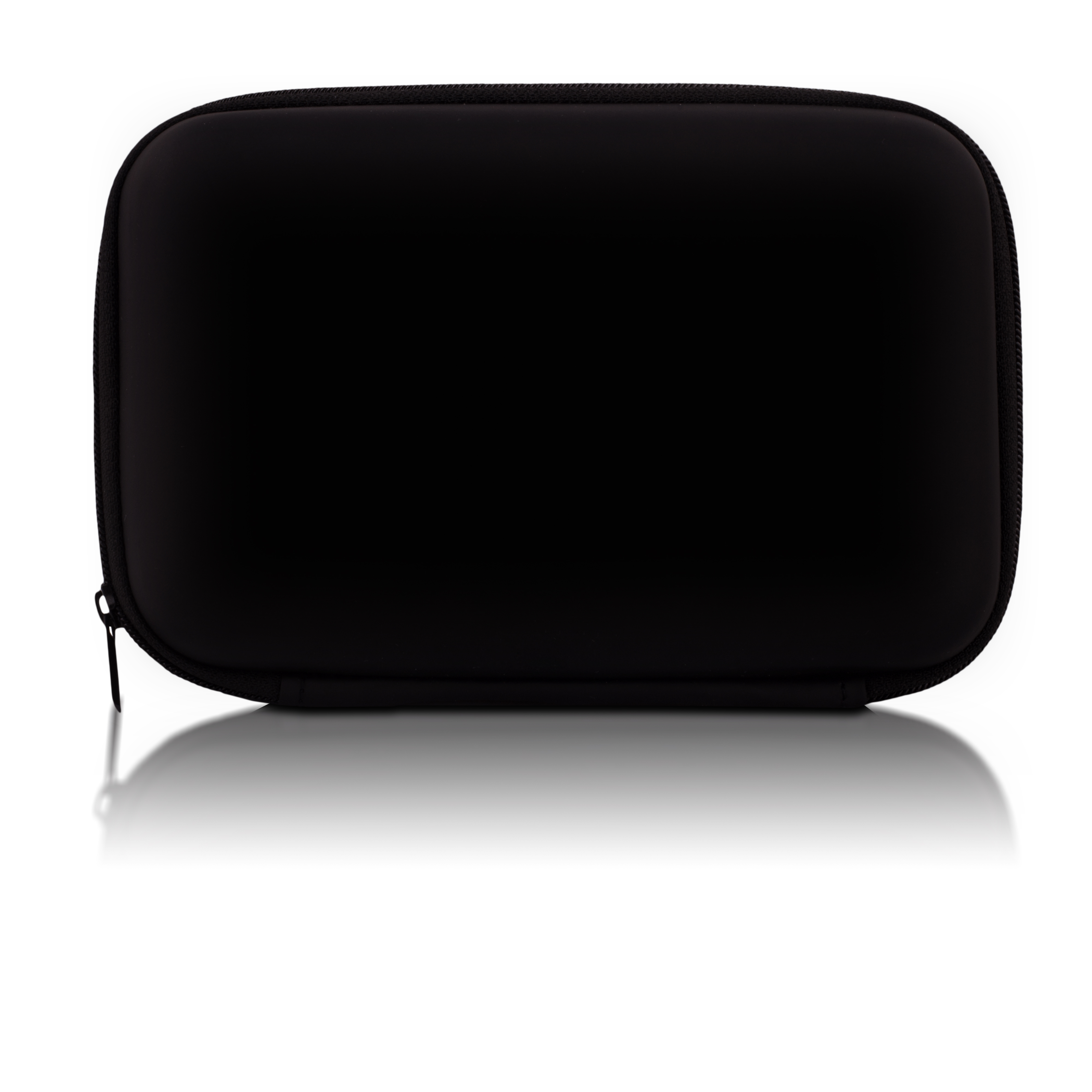 Czarna, prostokątna torba na zamek z cieniem.