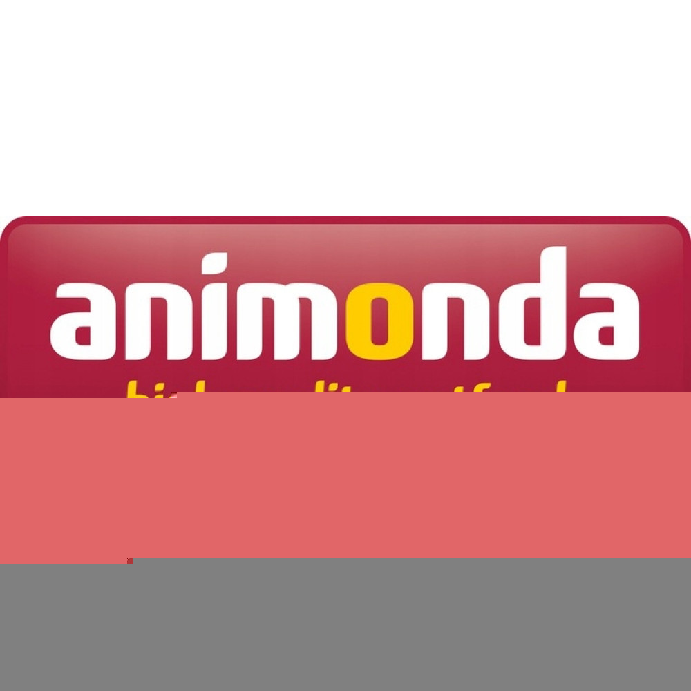 Logo Animonda na czerwonym tle z białym tekstem i żółtą literą O.