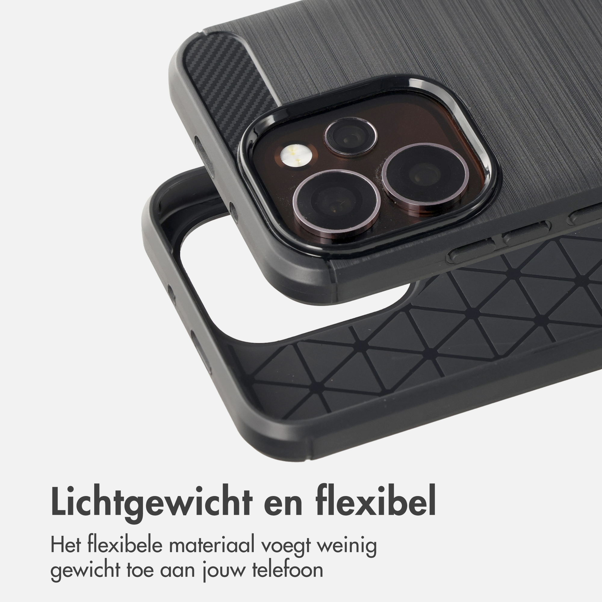Coque de téléphone noire avec protection caméra et intérieur motif.
