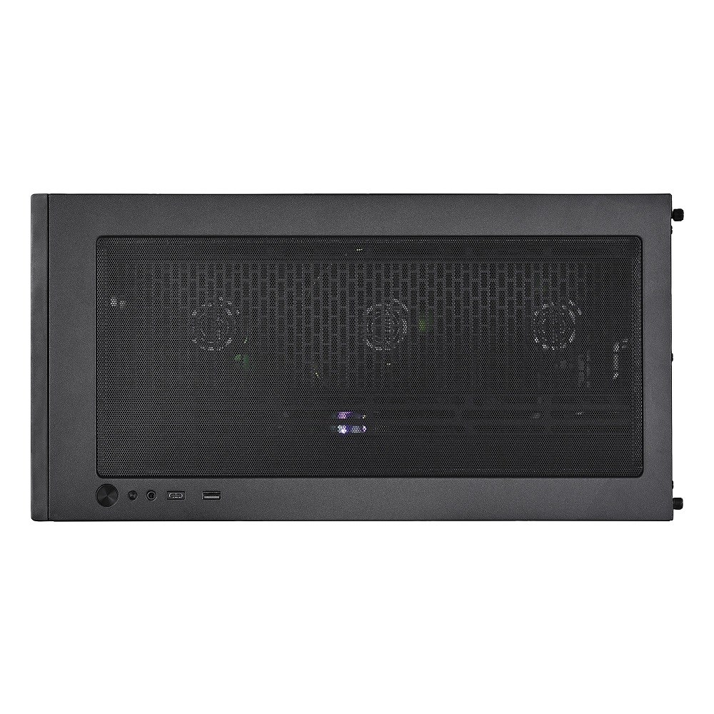 Case del computer nero con ventole e porte anteriori.