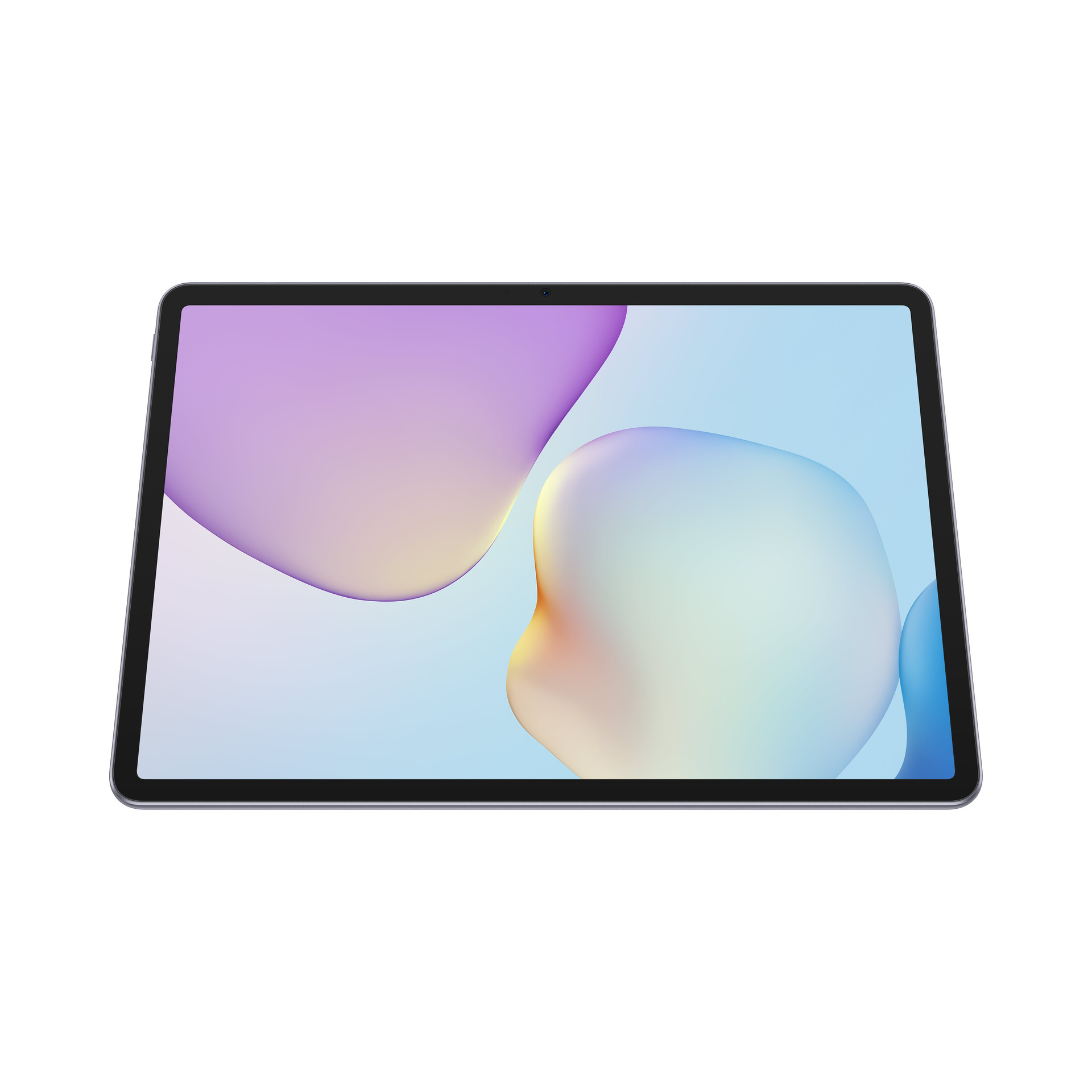 Un tablet con sfondo colorato, su sfondo bianco.